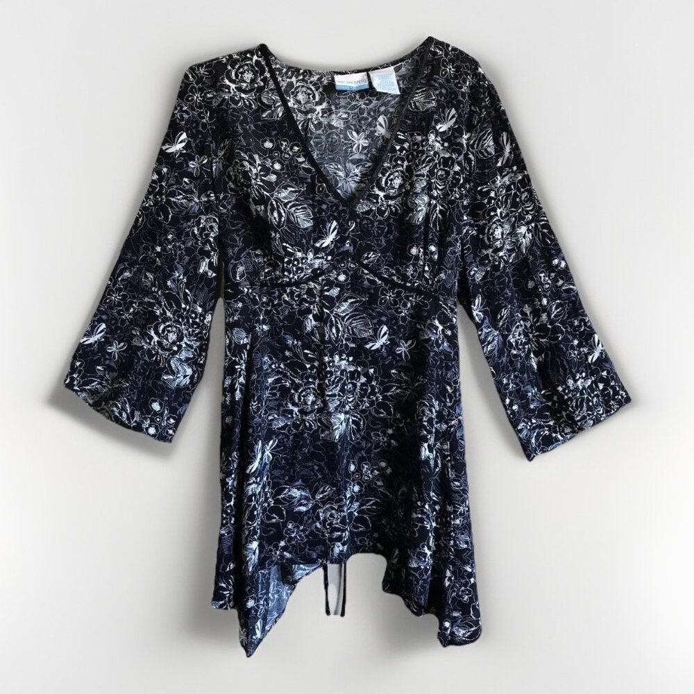 Announcements Womens Maternity Babydoll Tank Top Size Medium Black Whimsical